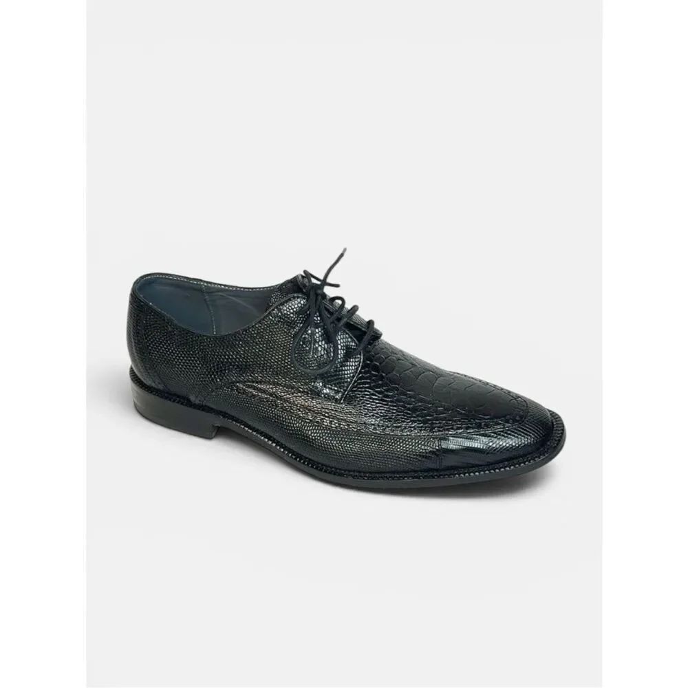 David X Genuine Lizard and Ostrich Men's Dress Shoes Black Size 9.5